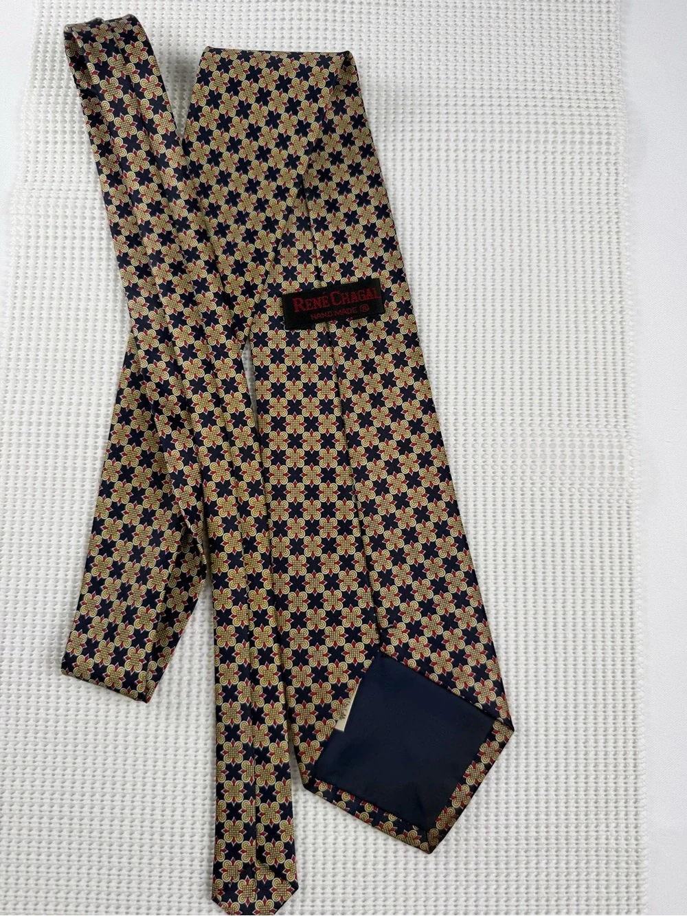 Rene Chagal Classic Navy Floral Necktie - Elegant Patterned Professional Tie